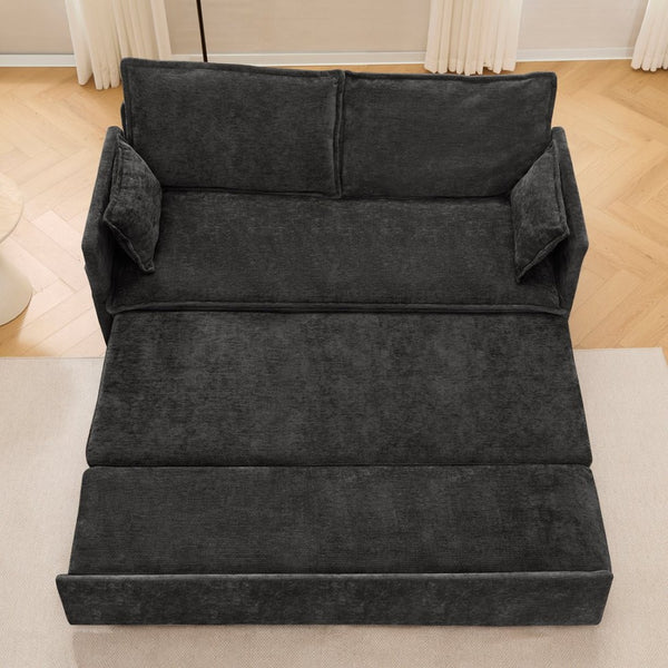 English Elm 59.5" Chenille Sleeper Sofa with Usb Charging Storage and Firm Foam Support W2606P301327