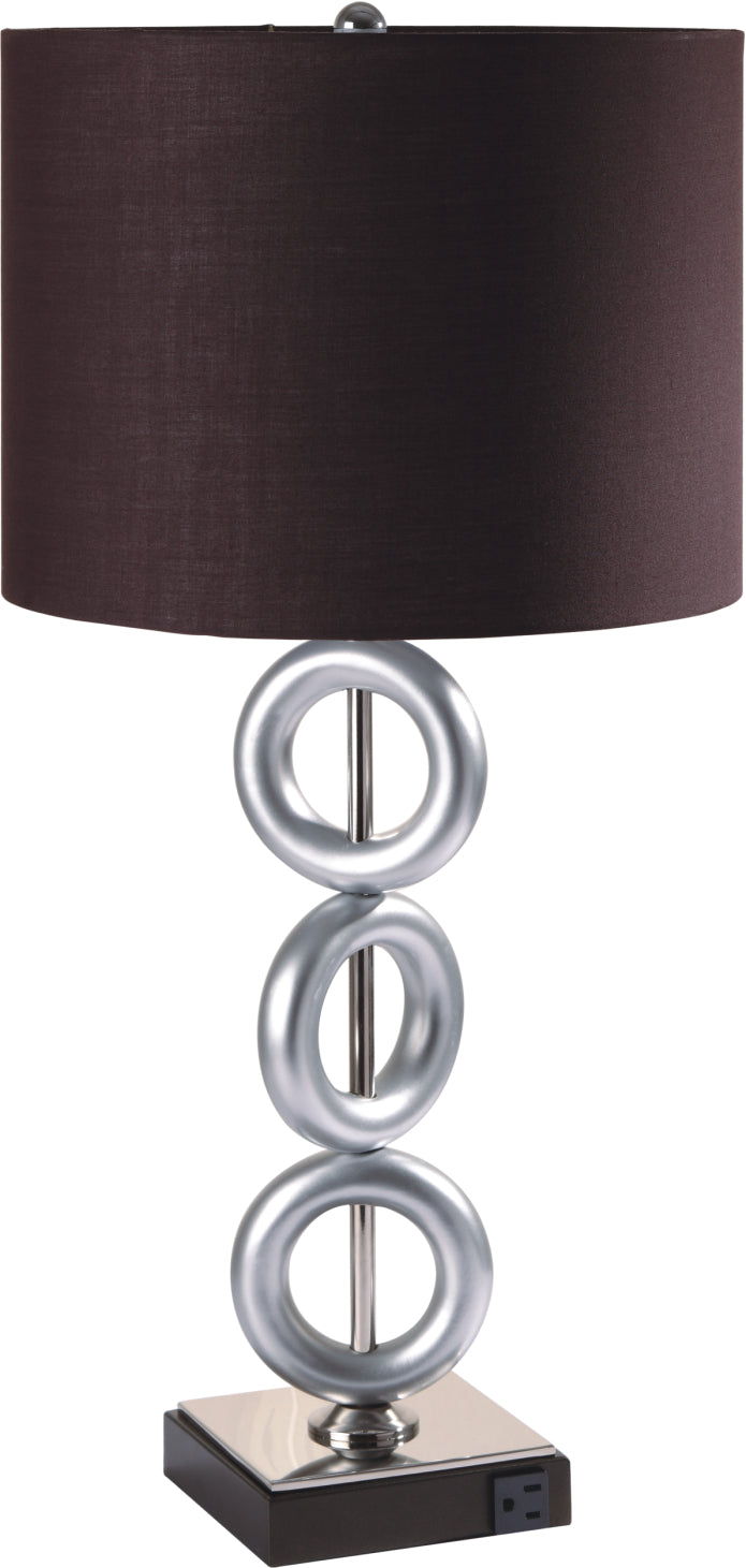English Elm ONE Silver 29"H 3-Ring Table Lamp Pair with Base Outlet and Switch, Espresso Accents, UL Listed B080P334831