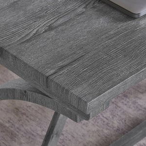 English Elm 59 Inch Bar Table Set with Power Outlet Rubberwood Frame and 3 Linen Stools Grey W2972P385254