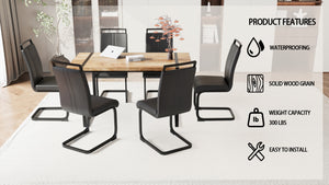 English Elm 59" Dining Table Set With 6 Ergonomic Pu Chairs - Rustic Industrial Style For Modern Dining Spaces W2189S00223