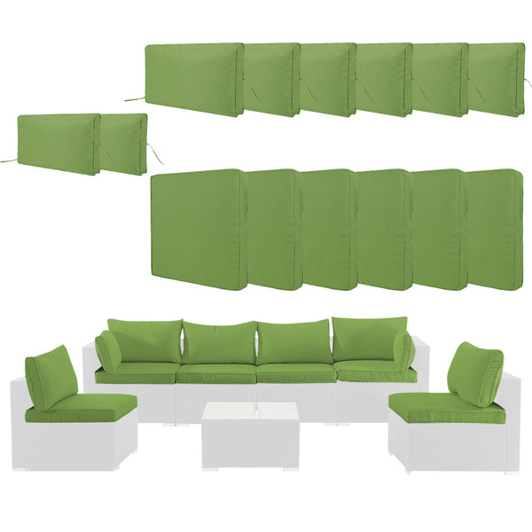 English Elm Cushion Covers 14Pc Set for 7-Piece Wicker Sectional Sofa Outdoor Slipcovers with Zippers Non-Slip Protection Green W419P295491