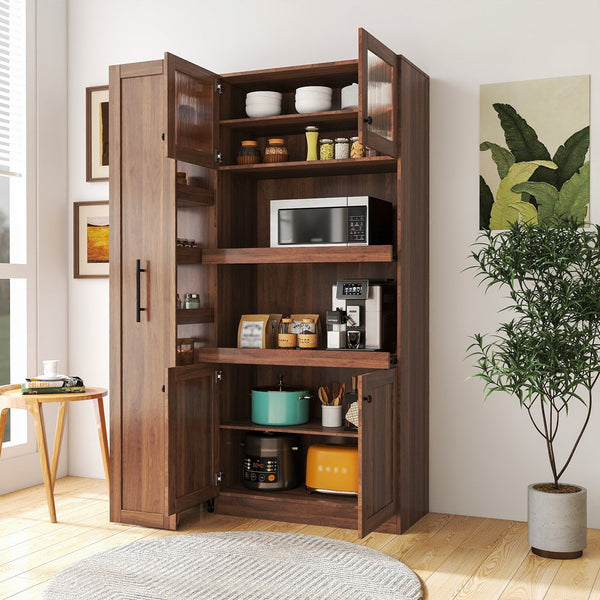 English Elm Kitchen Pantry Cabinet - Multi-Tier Pull-Out Shelf & Expandable Organizers For Effortless Storage W331S00182