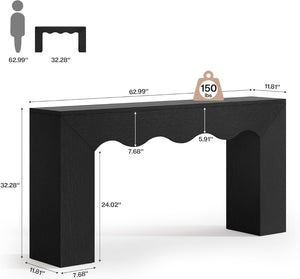 English Elm Wood Solid Fir Console Table Handcrafted Farmhouse Style for Entryway or Sofa T3971P449800