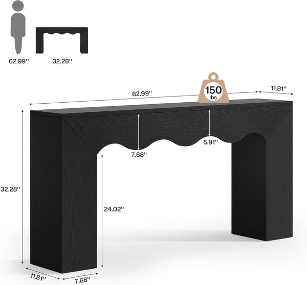 English Elm Wood Solid Fir Console Table Handcrafted Farmhouse Style for Entryway or Sofa T3971P449800