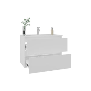 English Elm Bathroom Cabinet Opalo - Modern White Storage Solution With Open & Closed Shelves For Organization B200P313685