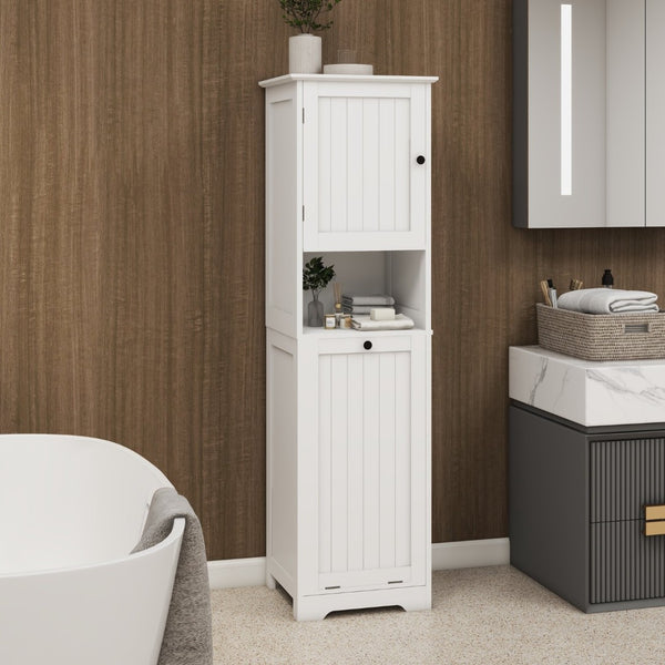 English Elm One-Compartment Tilt-Out Laundry Sorter Cabinet - Stylish White Design For Compact Spaces & Easy Access W1120P146256-GIGA