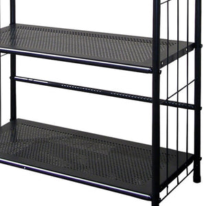 English Elm 37" Metal 3-Tier Standing Book Shelf Black Finish — Space-Saving Office, Living Room & Kids Storage Display 39x14x6" B072115890