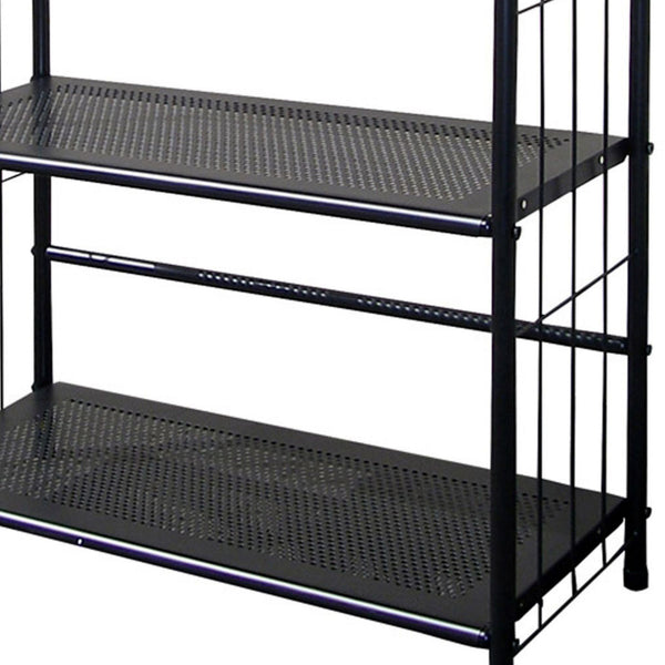 English Elm 37" Metal 3-Tier Standing Book Shelf Black Finish — Space-Saving Office, Living Room & Kids Storage Display 39x14x6" B072115890