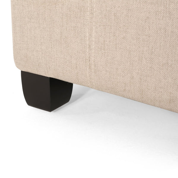 English Elm Upholstered Waffle Tufted Storage Ottoman with Birch Legs for Modern Living Rooms Wheat N757P377356I