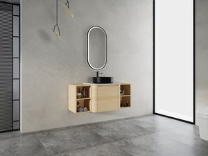 English Elm 48'' Wall-Mounted Bathroom Vanity With Elegant Ceramic Sink, Soft-Close Door & Ample Storage Shelves W999S00470