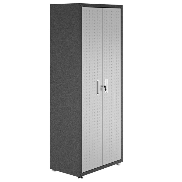 English Elm Rolling Metal Garage Cabinet with Locking Doors Diamond Texture Industrial Storage Dark Grey B365P398230
