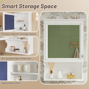 English Elm 20'' Half-Moon Wall Medicine Cabinet with Mirror, Solid Wood Frame, Soft-Close Hinges, Space-Saving Elegance White N710P313827K