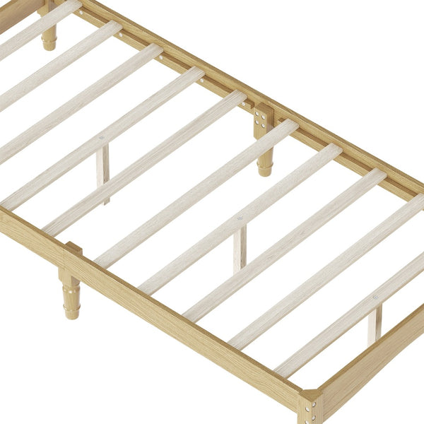 English Elm Twin Rubberwood Platform Bed Gourd Headboard Retro Bohemian Bedroom Slat Base Natural N733P427029M