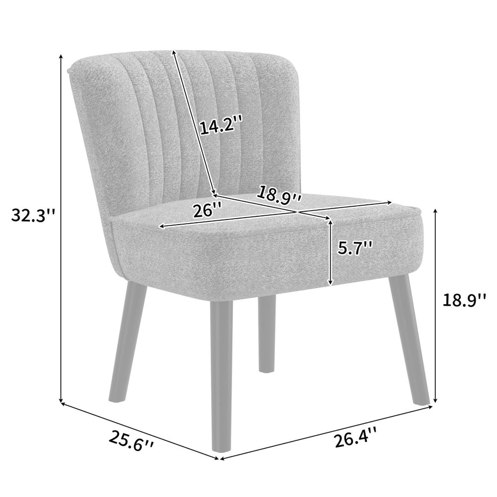 English Elm Shellback Boucle Accent Chair with Channel Tufted Back for Living Room or Bedroom B127P286650