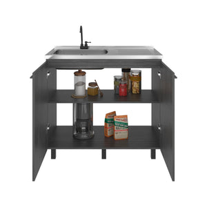 English Elm Napoles Freestanding Stainless Steel Utility Sink with Deep Basin for Laundry Rooms B200S00453