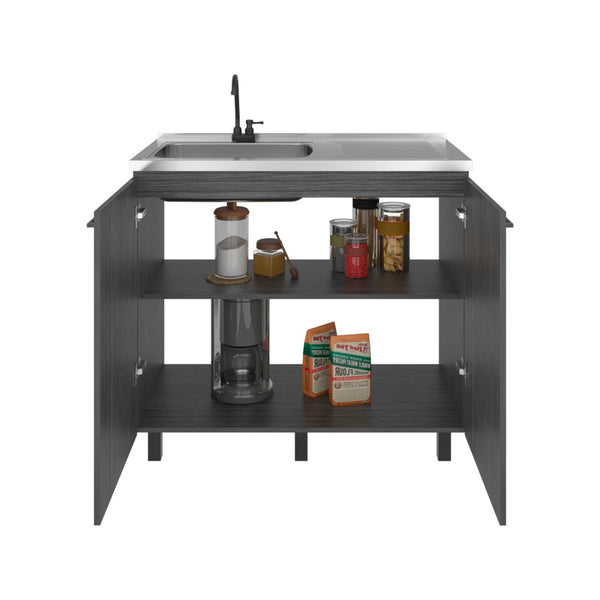 English Elm Napoles Freestanding Stainless Steel Utility Sink with Deep Basin for Laundry Rooms B200S00453
