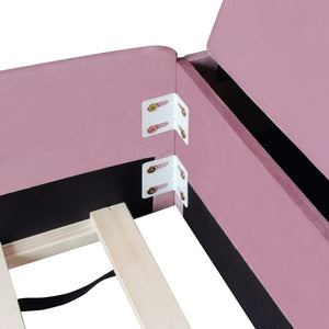English Elm Full Size Kids Velvet Platform Daybed with Storage Ottoman Staircase Padded Rails Pink+White SF000202AAH