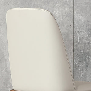 English Elm Dining Velvet Dining Chair Set of 2 with Ergonomic Arc Back, PU Leather, Wooden Legs, Modern Style Gray W2699P215100