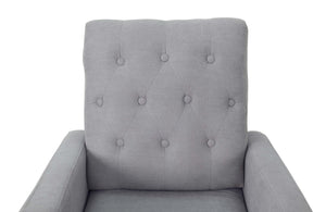 English Elm Rocker Diamond-Tufted Upholstered Rocking Chair with Plush Cushions, Exposed Legs, Elegant Accent Steel Gray 29 L x 28 W x 20 H B089P240471