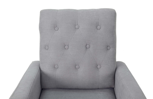 English Elm Rocker Diamond-Tufted Upholstered Rocking Chair with Plush Cushions, Exposed Legs, Elegant Accent Steel Gray 29 L x 28 W x 20 H B089P240471