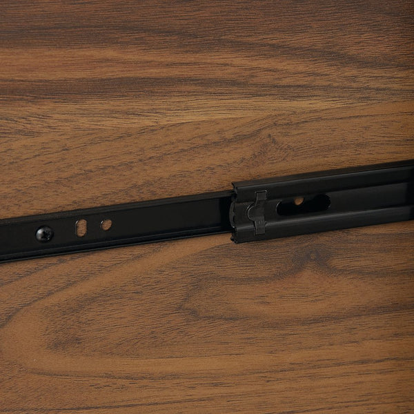 English Elm Narrow Mid-Century Bookcase in Brown – Tall Engineered Wood Shelf with Two Full-Extension File Drawers, Space-Saving 70.4" Height for Home Office and Living Room B356P402740