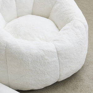 English Elm Cat-shaped Bean Bag Sofa with Sculptural Tail Armrest for Playful Living Spaces White W2311P457293