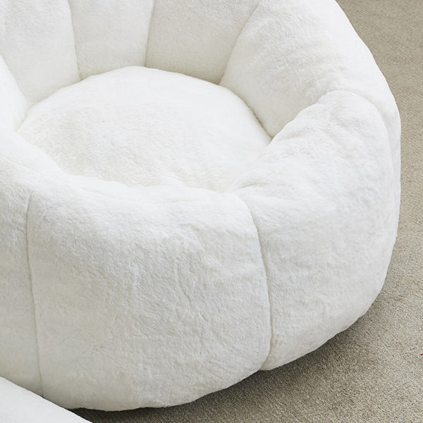 English Elm Cat-shaped Bean Bag Sofa with Sculptural Tail Armrest for Playful Living Spaces White W2311P457293