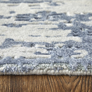 Feizy Rugs Zarah Modern Elegant Hand-tufted Wool & Viscose Abstract Watercolor Area Rug For Serene Spaces Blue,Ivory Viscose,Wool Zrh8917flbl000g00