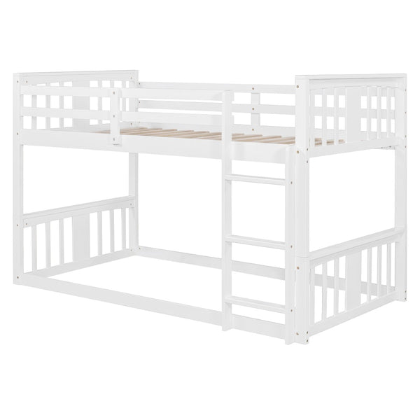 English Elm Twin Over Bunk Bed Solid Pine Frame Gray Finish with Guardrail for Kids N708P429640K