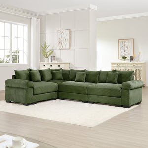 English Elm Oversized Modular Sectional Couch - Cloud-Like Comfort, Deep Seats, 13 Pillows, Ergonomic Design, Green W714S01340-GIGA
