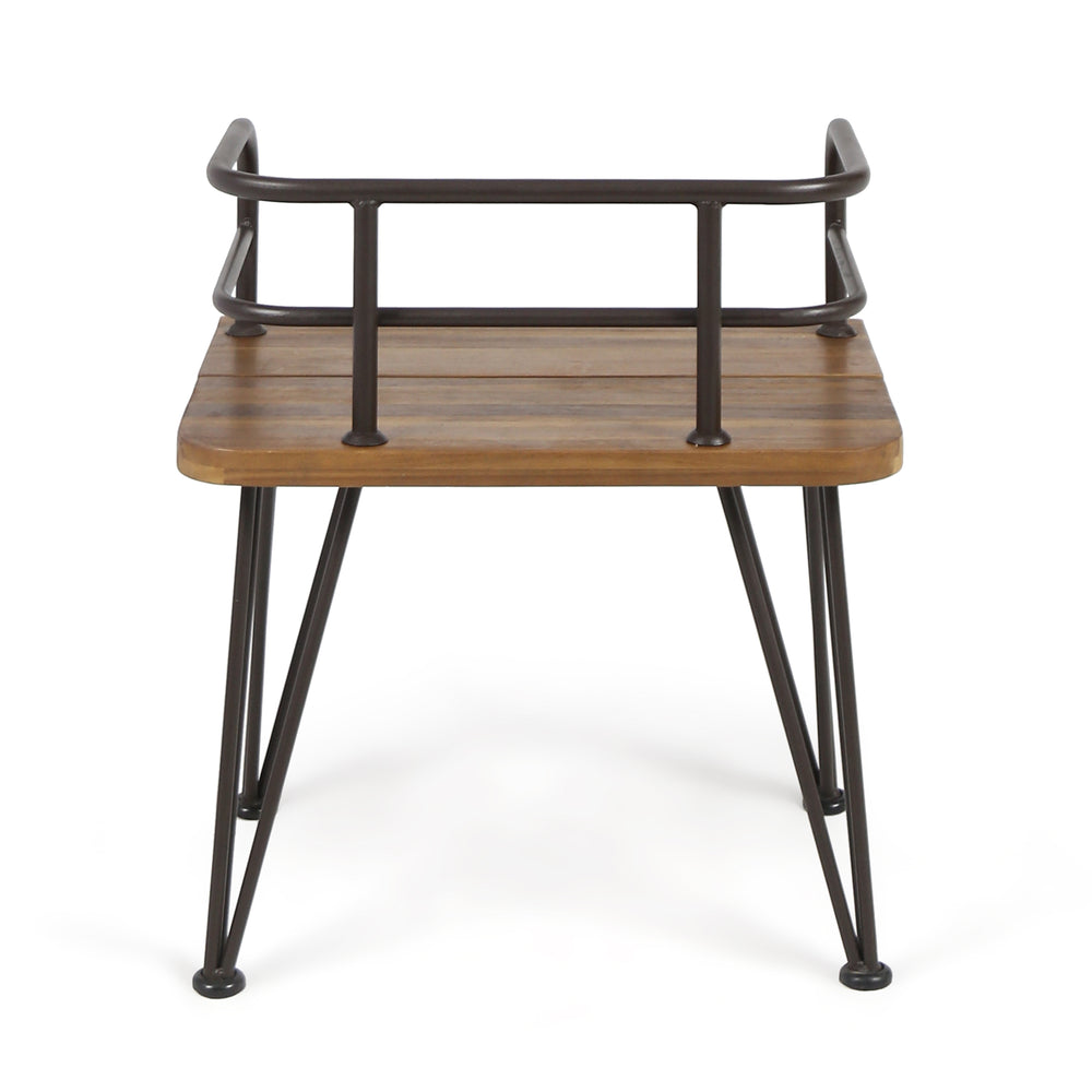 English Elm Christopher Knight Home® - ZION Teak Acacia Wood & Iron Chairs Set of 2 — Rustic Industrial Patio Dining Seats, Sturdy Low Backs 60391.00
