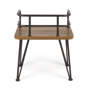 English Elm Christopher Knight Home® - ZION Teak Acacia Wood & Iron Chairs Set of 2 — Rustic Industrial Patio Dining Seats, Sturdy Low Backs 60391.00
