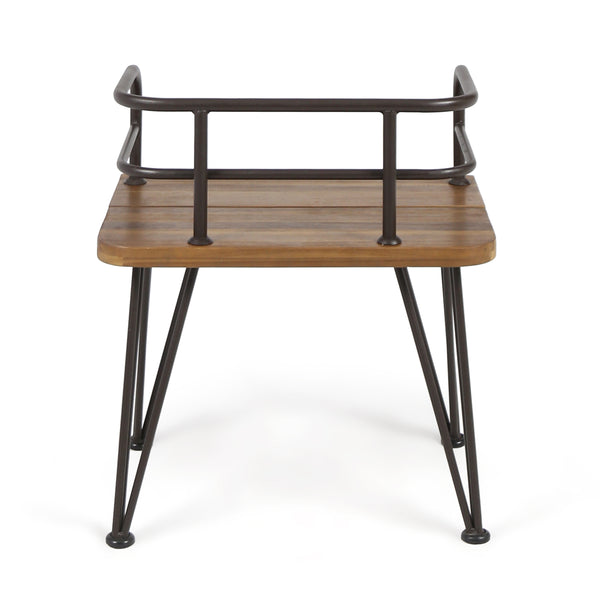 English Elm Christopher Knight Home® - ZION Teak Acacia Wood & Iron Chairs Set of 2 — Rustic Industrial Patio Dining Seats, Sturdy Low Backs 60391.00