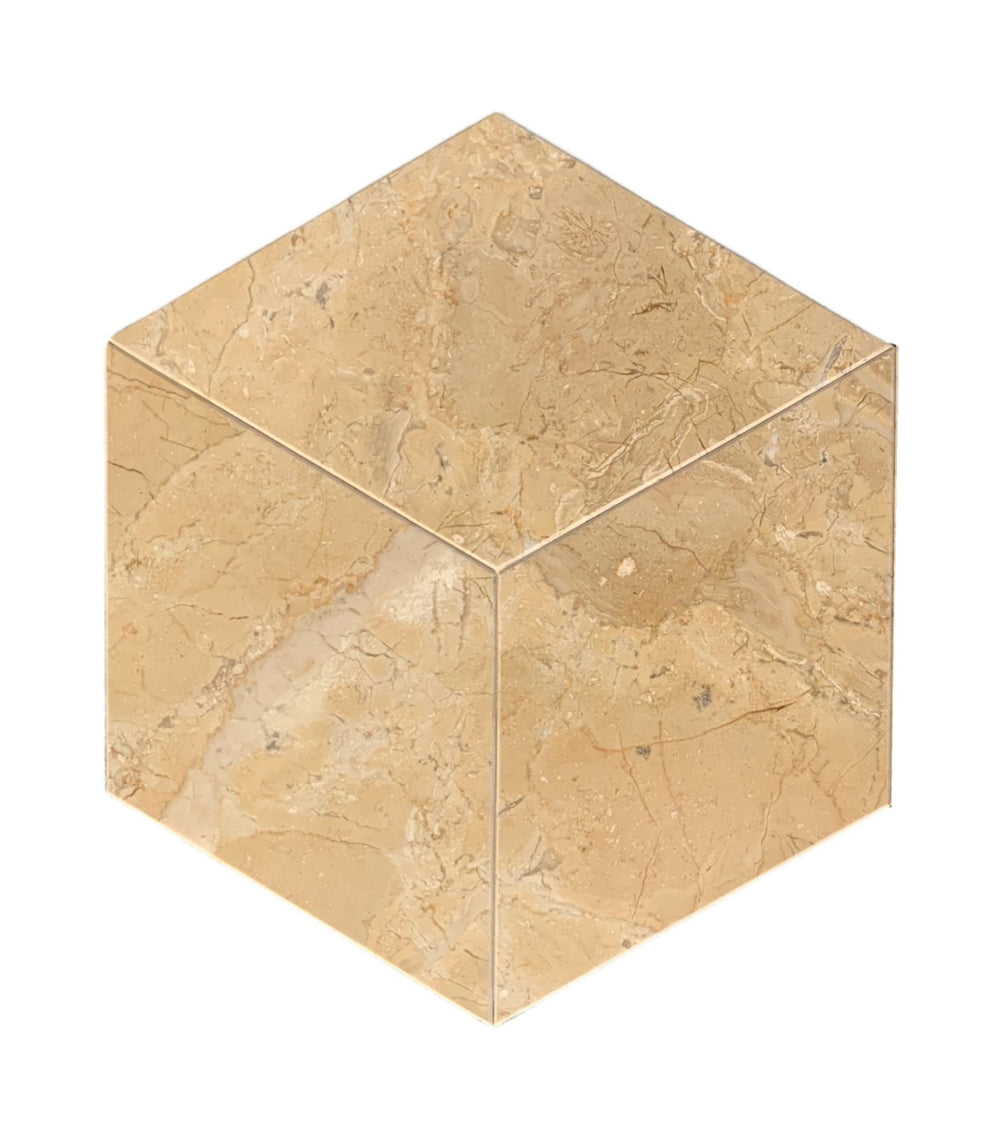 English Elm Hexagon Gold Beige Yellow Marble Tiles - Polished & Textured Natural Stone For Elegant Interiors W1696P262334