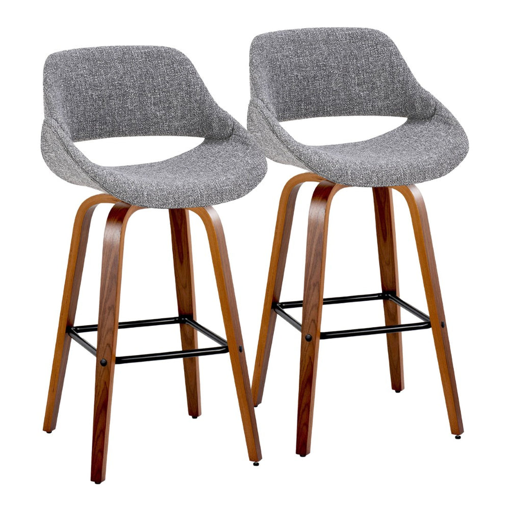 English Elm Fixed-height Industrial Counter Stools Tufted Faux Leather Black Metal Set of 2 B202S02158