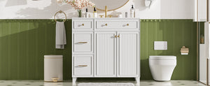 English Elm 36" Modern Bathroom Vanity with Ceramic Sink, Soft-Close Doors, Double-Layer Drawer & Storage Elegance White N729P289163K