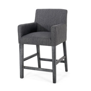 English Elm Upholstered Counter Stool with Arms Rubberwood Frame for Kitchen Island or Home Bar N780P365871C