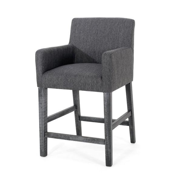 English Elm Upholstered Counter Stool with Arms Rubberwood Frame for Kitchen Island or Home Bar N780P365871C