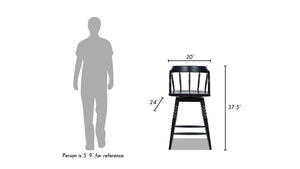 English Elm Jennifer Taylor Home - Breda Handmade 25.5" Turned Bubble Spindle Low-Back Swivel Wood Counter Stool, Eco Rubberwood Finish B2719P238394
