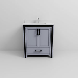 English Elm Dark Grey Bath Vanity With White Quartz Top & Faucet Set - Modern Design For Compact Spaces B2731P260591