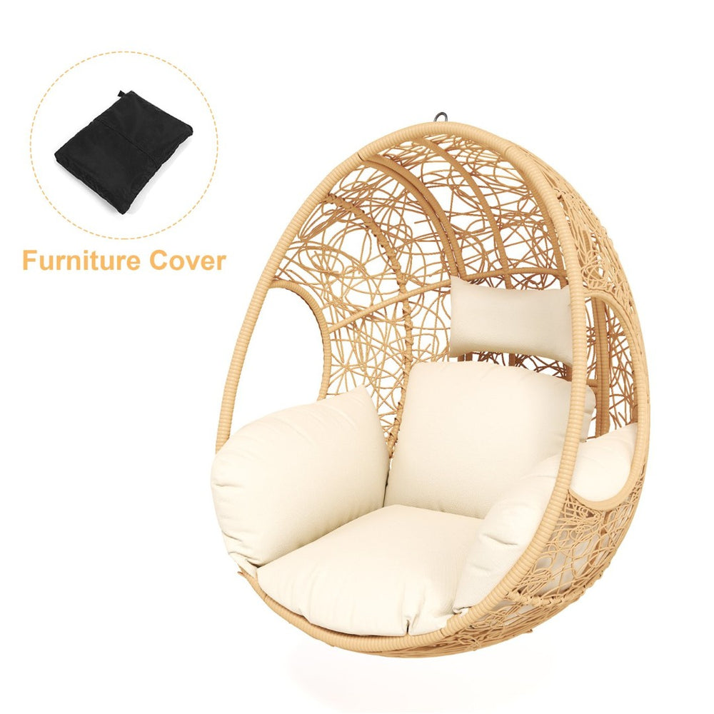 English Elm Heavy Duty Pe Wicker Egg Swing Chair Hand Woven for Patio Garden Balcony Use W400134960