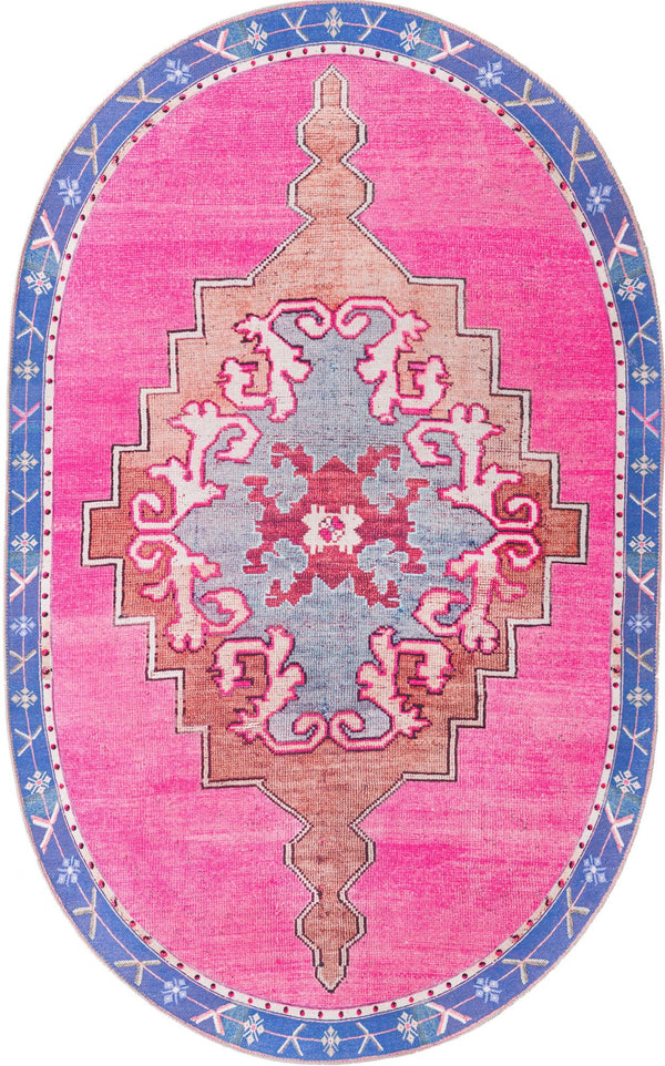 Unique Loom Timeless Thomas Machine Made Medallion Rug Fuchsia, Violet/Red/Ivory/Black/Brown 5' 1" x 8' 0"