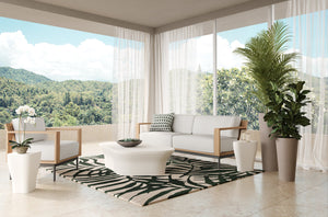 Sunpan Dali Coffee Table - Stunning White Concrete Design with Unique Curves for Indoor and Outdoor Elegance