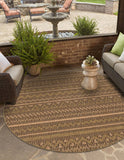 Unique Loom Outdoor Modern Southwestern Machine Made Geometric Rug Light Brown, Brown/Gold 6' 0" x 6' 0"