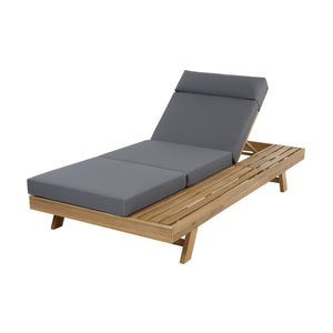 English Elm Lounge Chaise Outdoor Acacia Wood Slatted Frame with Water Resistant Cushion Resort Style Dark Gray,Light Brown N770P442L67G