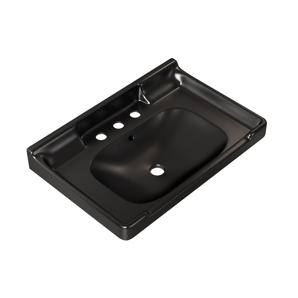 English Elm VICI 28" Bathroom Ceramic Basin with 3 Pre-Drilled Holes and Overflow — Retro-Modern Elegant Design Chrome W2615P293838