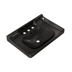 English Elm VICI 28" Bathroom Ceramic Basin with 3 Pre-Drilled Holes and Overflow — Retro-Modern Elegant Design Black W2615P293830