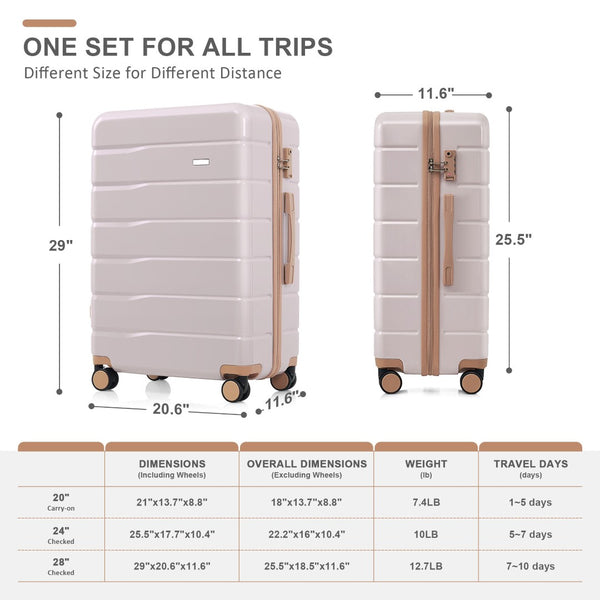English Elm Premium Abs Hardshell 3 Piece Suitcase Set with Tsa Locks and Spinner Wheels Light Grey N726P171340H