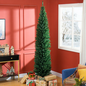 English Elm Homcom 8' Slim Pencil Christmas Tree With 618 Realistic Branch Tips – Perfect For Small Spaces! W2225P249664