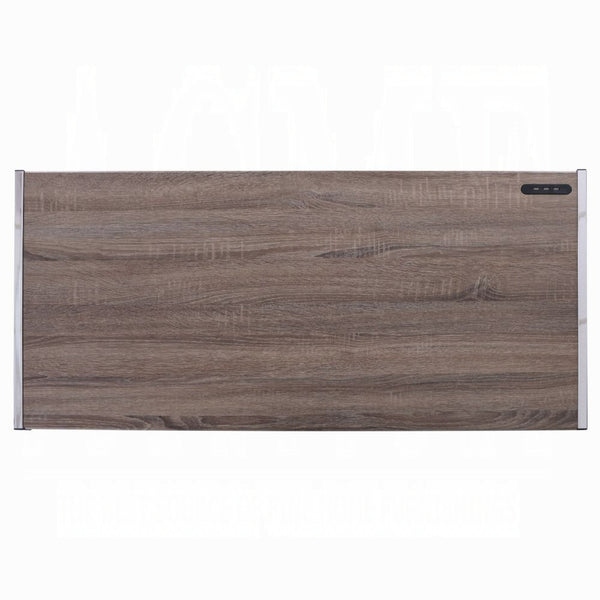 English Elm Rectangular Rustic Industrial Writing Desk with Metal Frame, 2-Tier Open Shelves for Storage and PC Ancient Oak,Chrome B016P312652